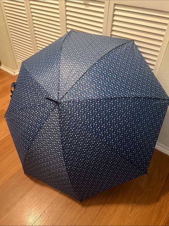 Navy Polka dot vintage style umbrella Other - #2535*”24x 35” Long-Navy Polka Dot Compact Umbrella
